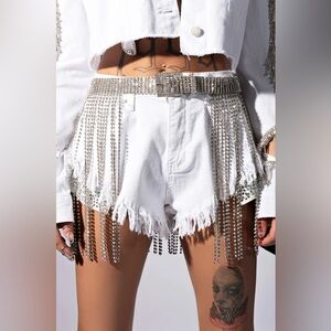 Rhinestone Fringe Statement Belt - Gold or Silver